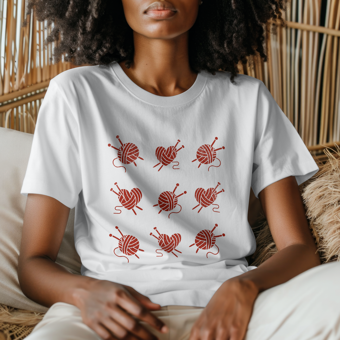 Knitting Grid Red T-Shirt
