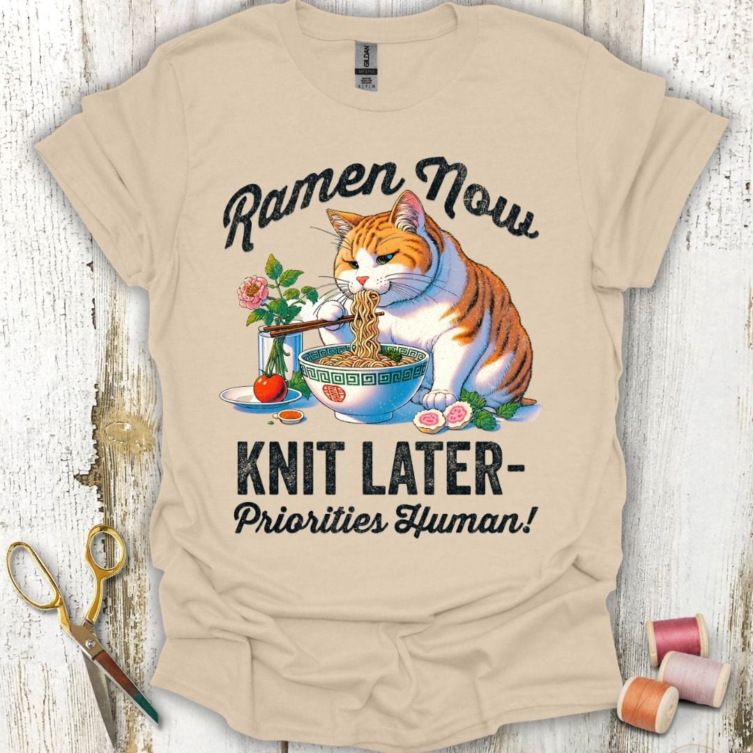 Knitting, Ramen And Cats T-Shirt