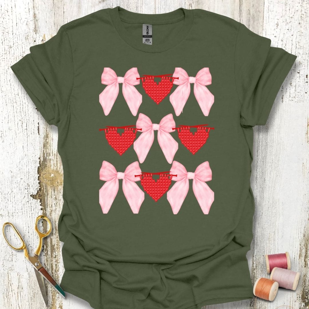 Knitting Bow Grid T-Shirt