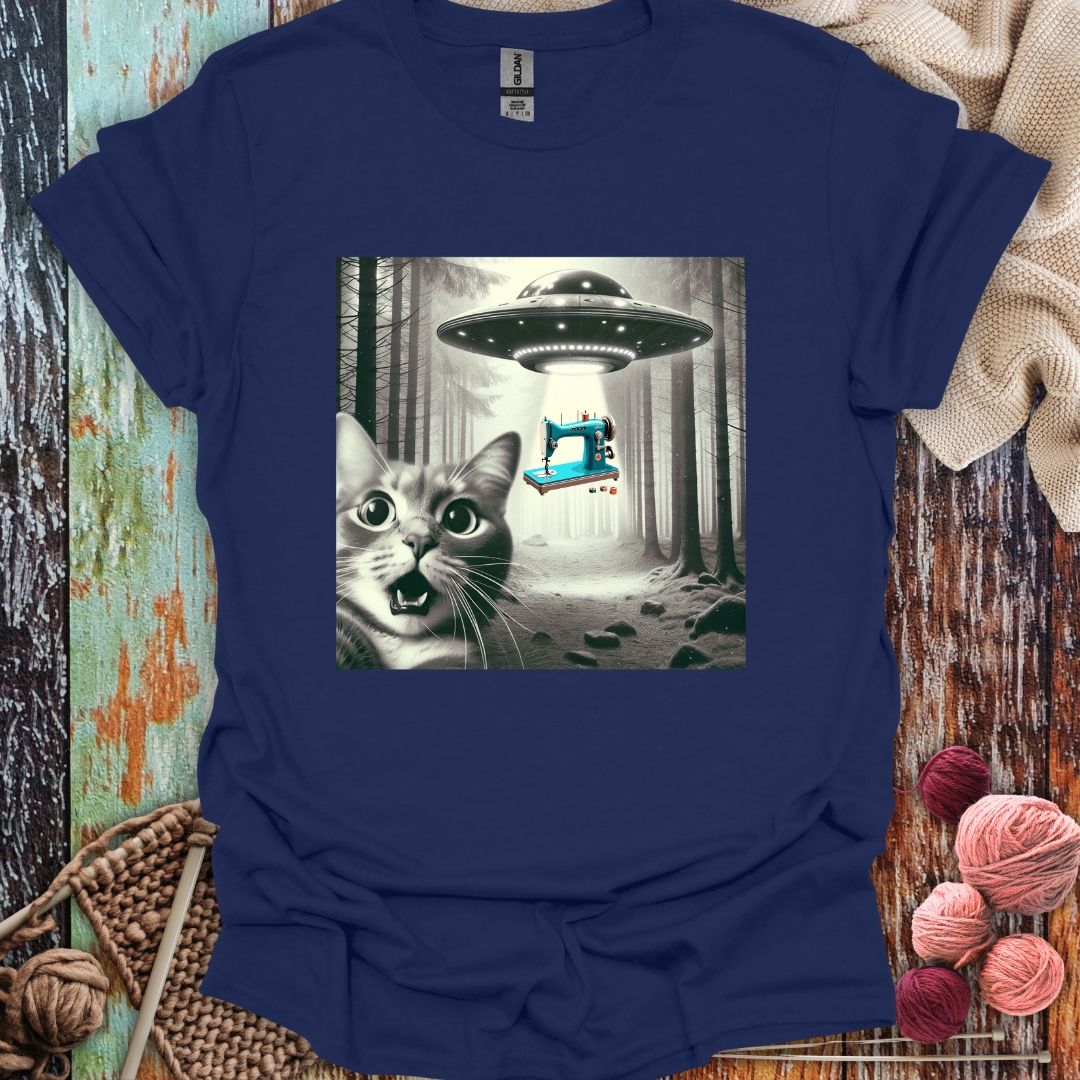 Cat UFO Sewing T-Shirt