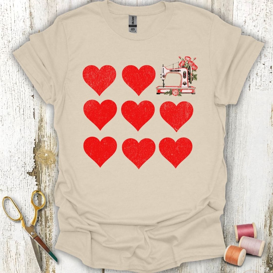Heart And Sewing Grid T-Shirt