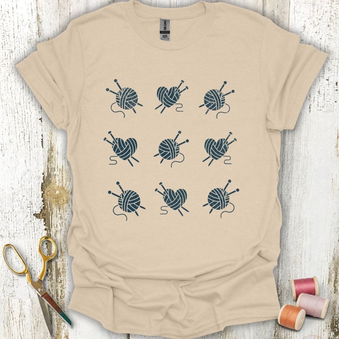 Knitting Grid Blue T-Shirt