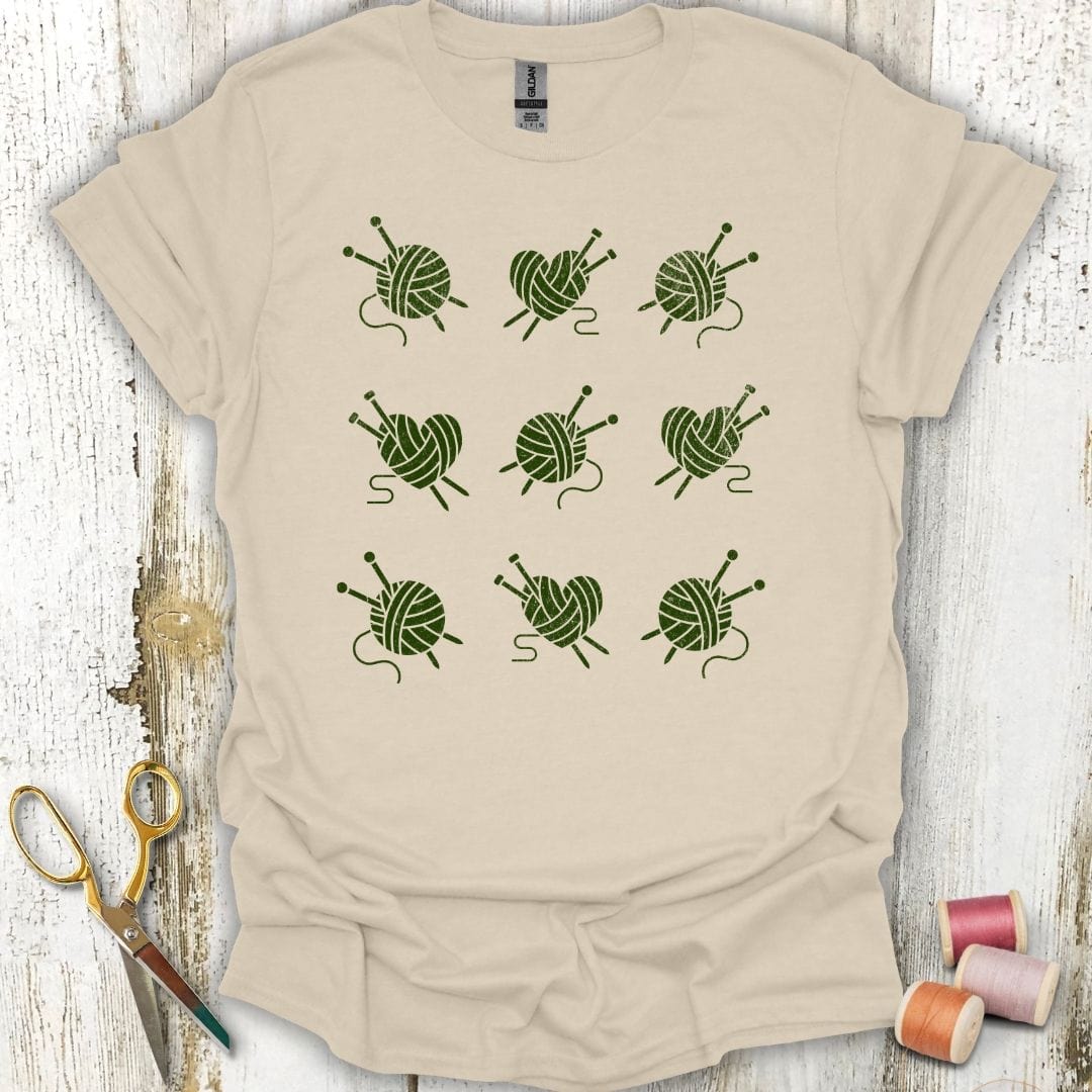 Knitting Grid Green T-Shirt
