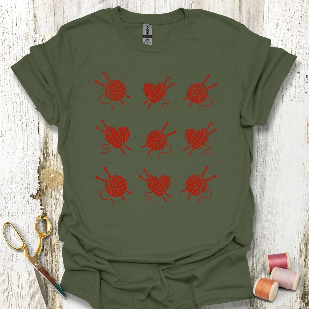 Knitting Grid Red T-Shirt
