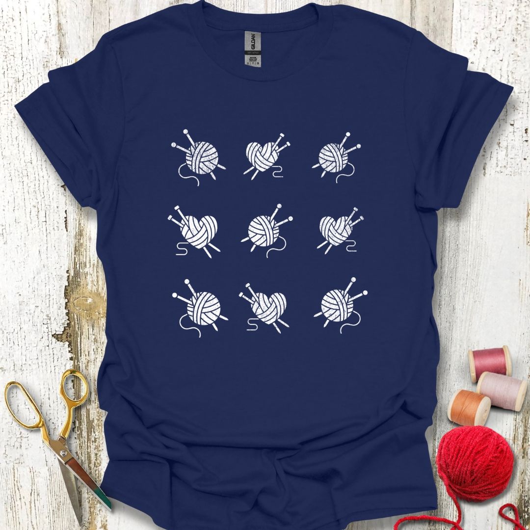 Knitting Grid White T-Shirt