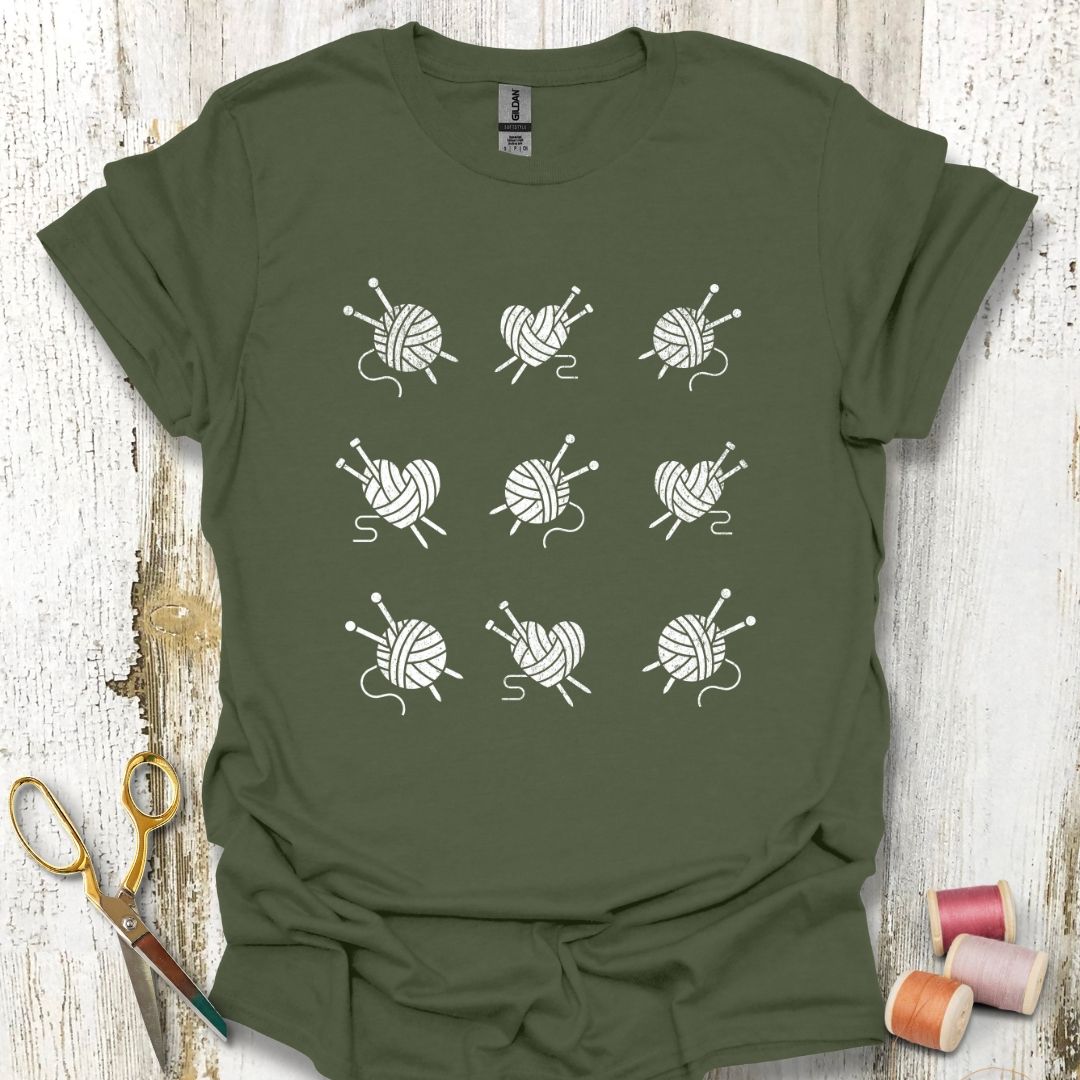 Knitting Grid White T-Shirt