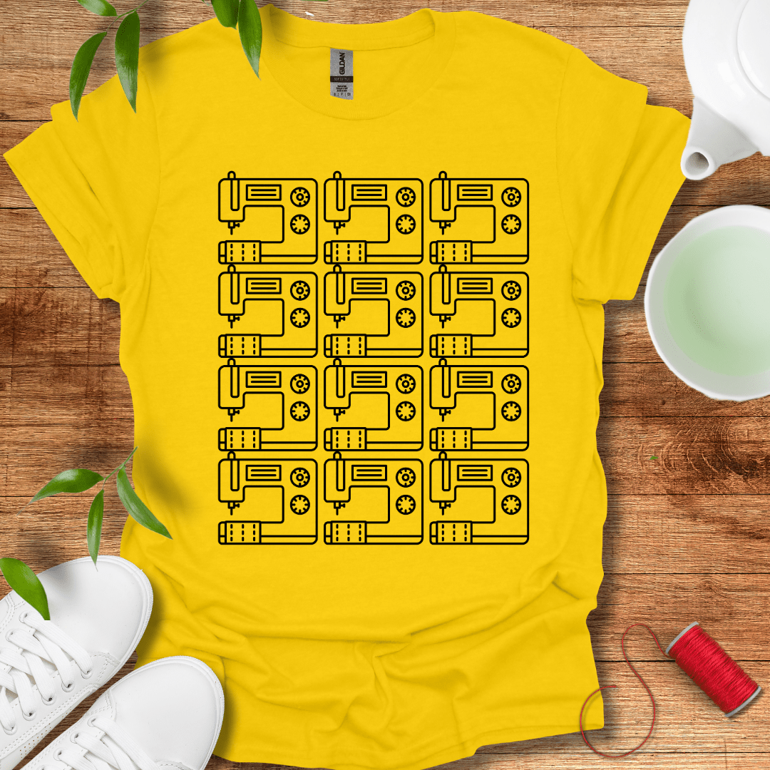 Black Sewing Grid T-Shirt
