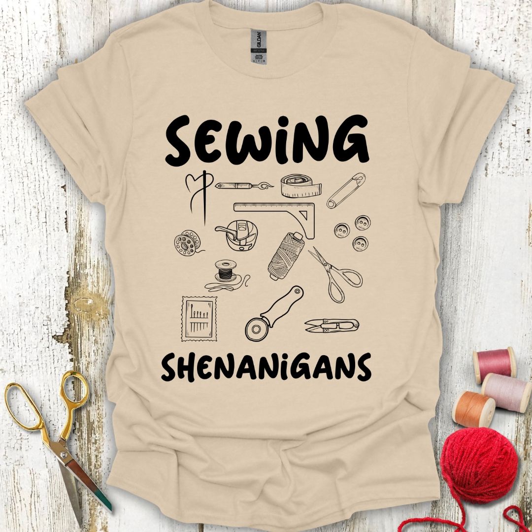 Funny Sewing Shenanigans Black T-Shirt