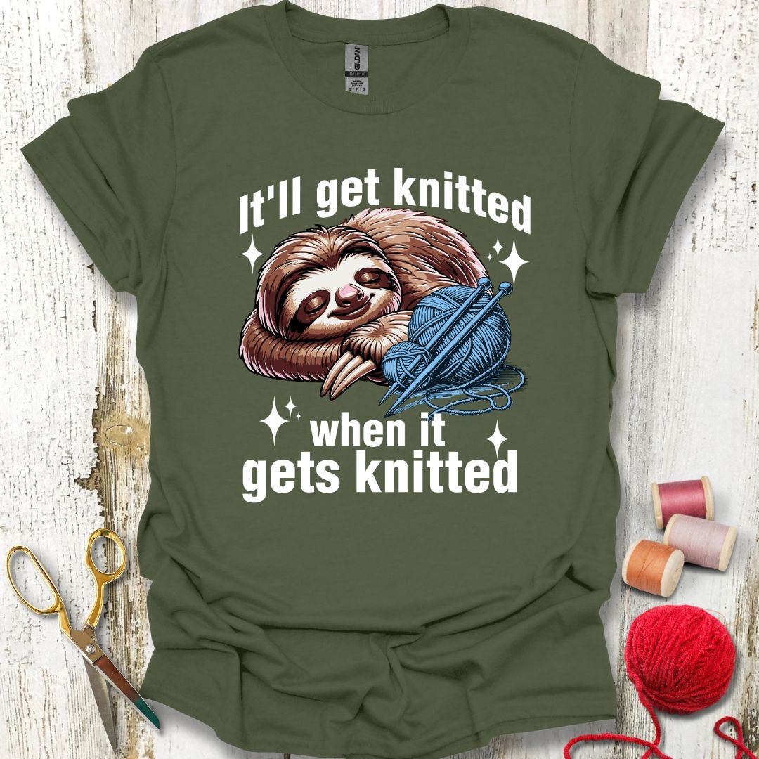 Funny Sloth Knitting Slowly T-Shirt