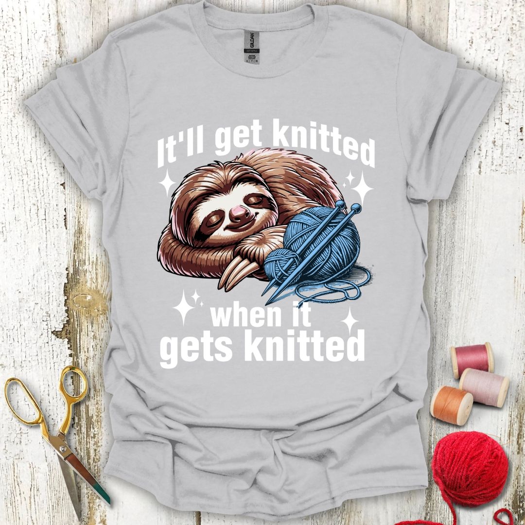 Funny Sloth Knitting Slowly T-Shirt