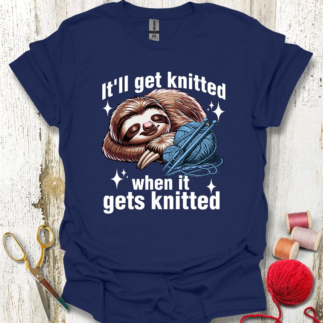 Funny Sloth Knitting Slowly T-Shirt
