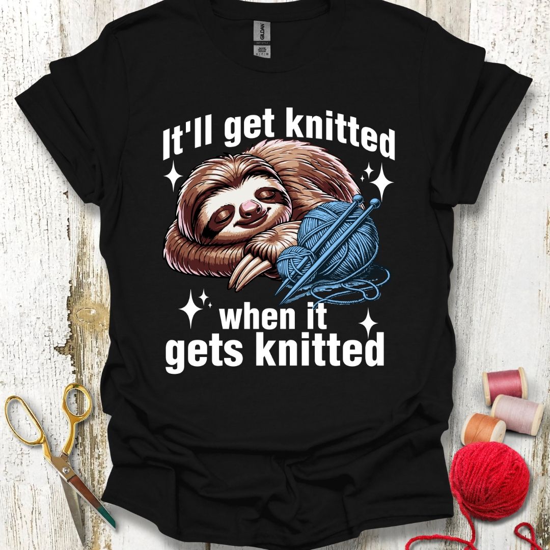Funny Sloth Knitting Slowly T-Shirt
