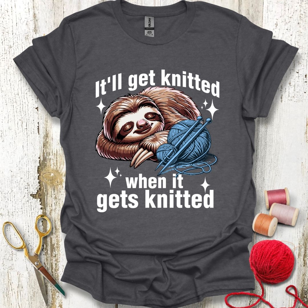 Funny Sloth Knitting Slowly T-Shirt