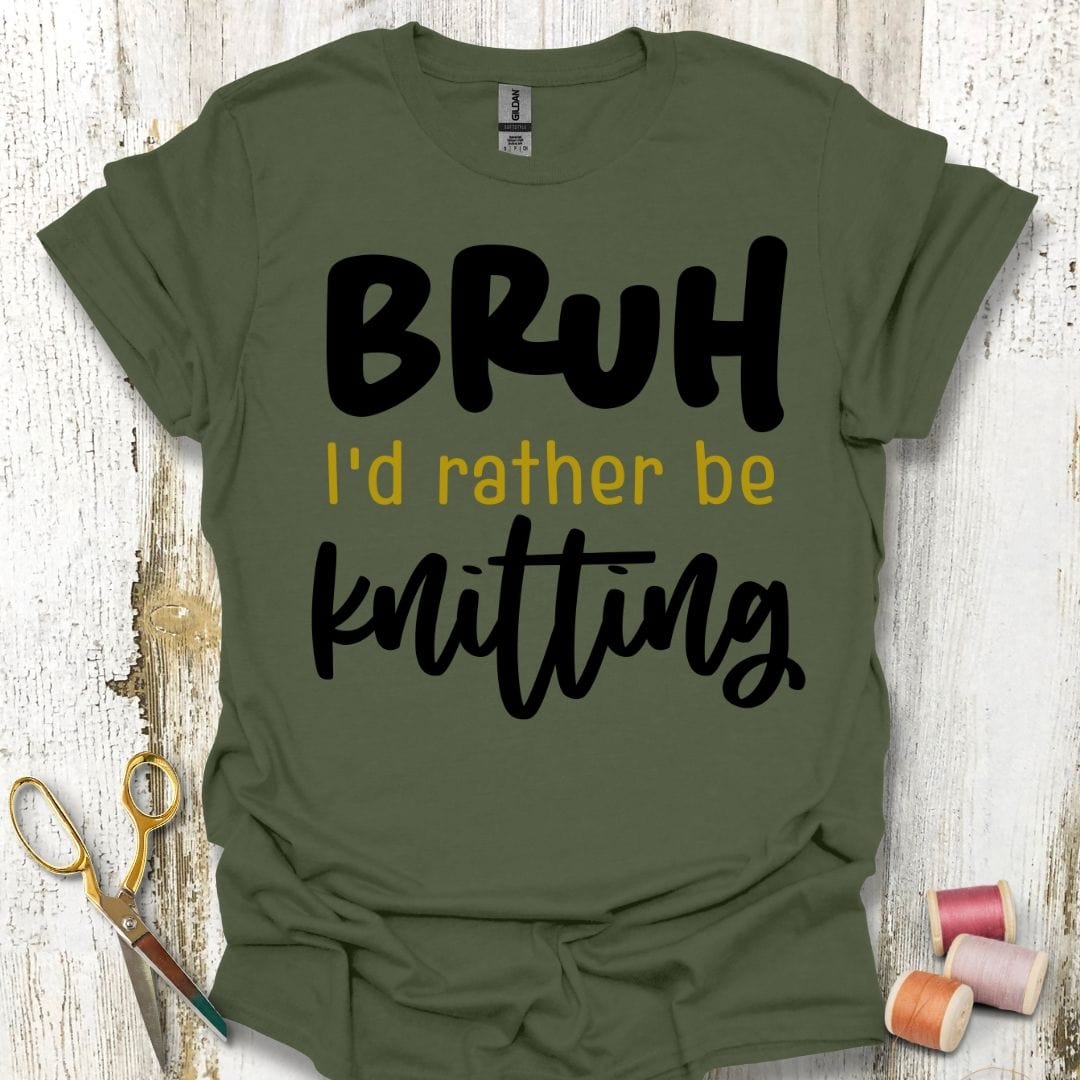 Rather Be Knitting Black T-Shirt
