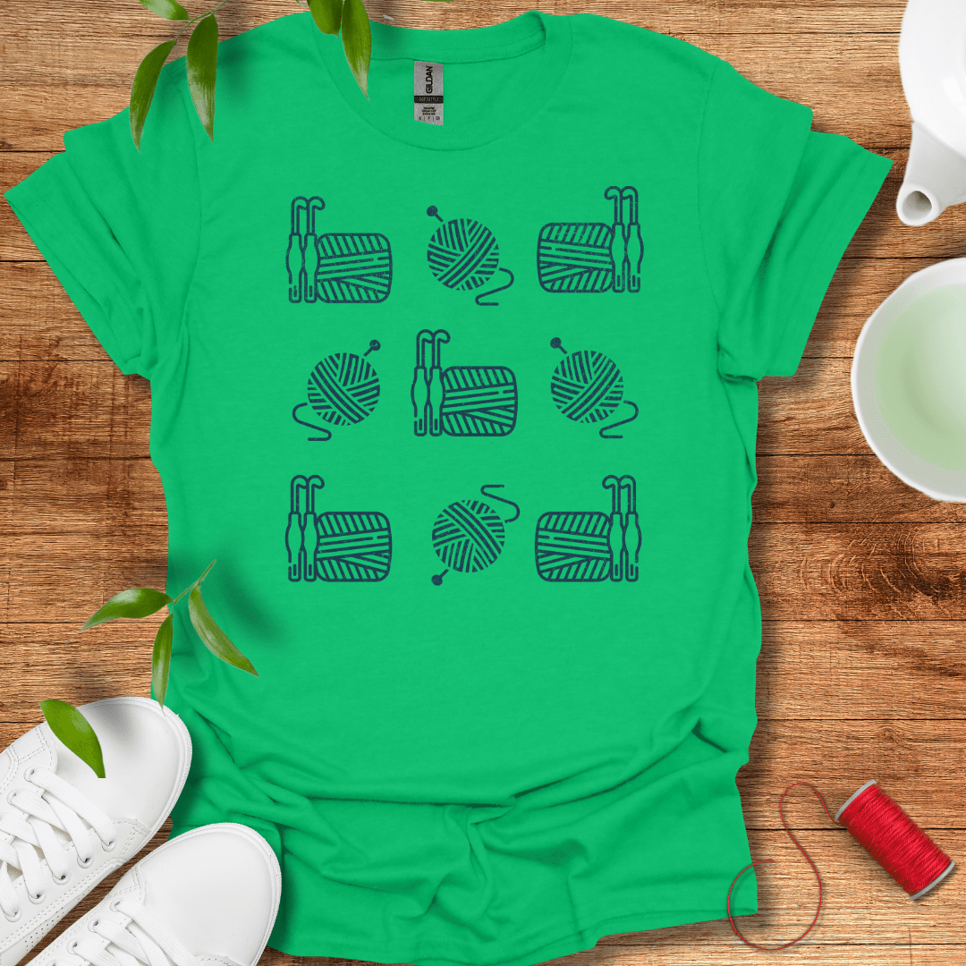 Crocheting Grid Blue T-Shirt