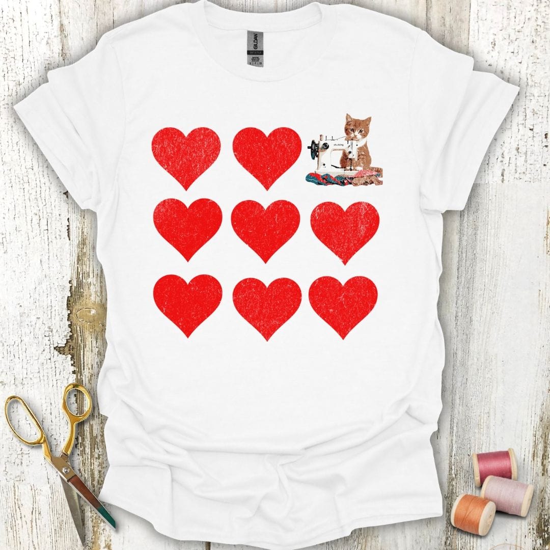 Cat And Hearts T-Shirt