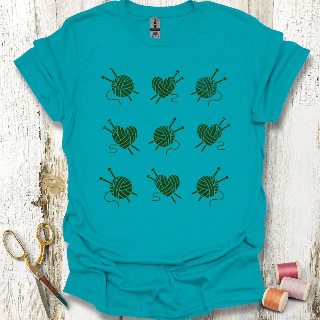 Knitting Grid Green T-Shirt