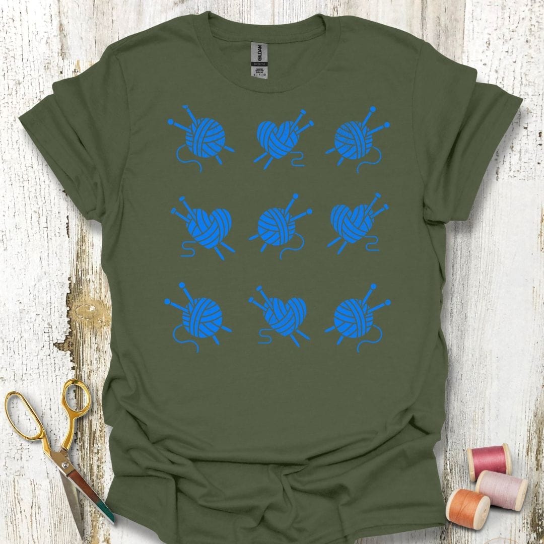 Knitting Grid Royal Blue T-Shirt