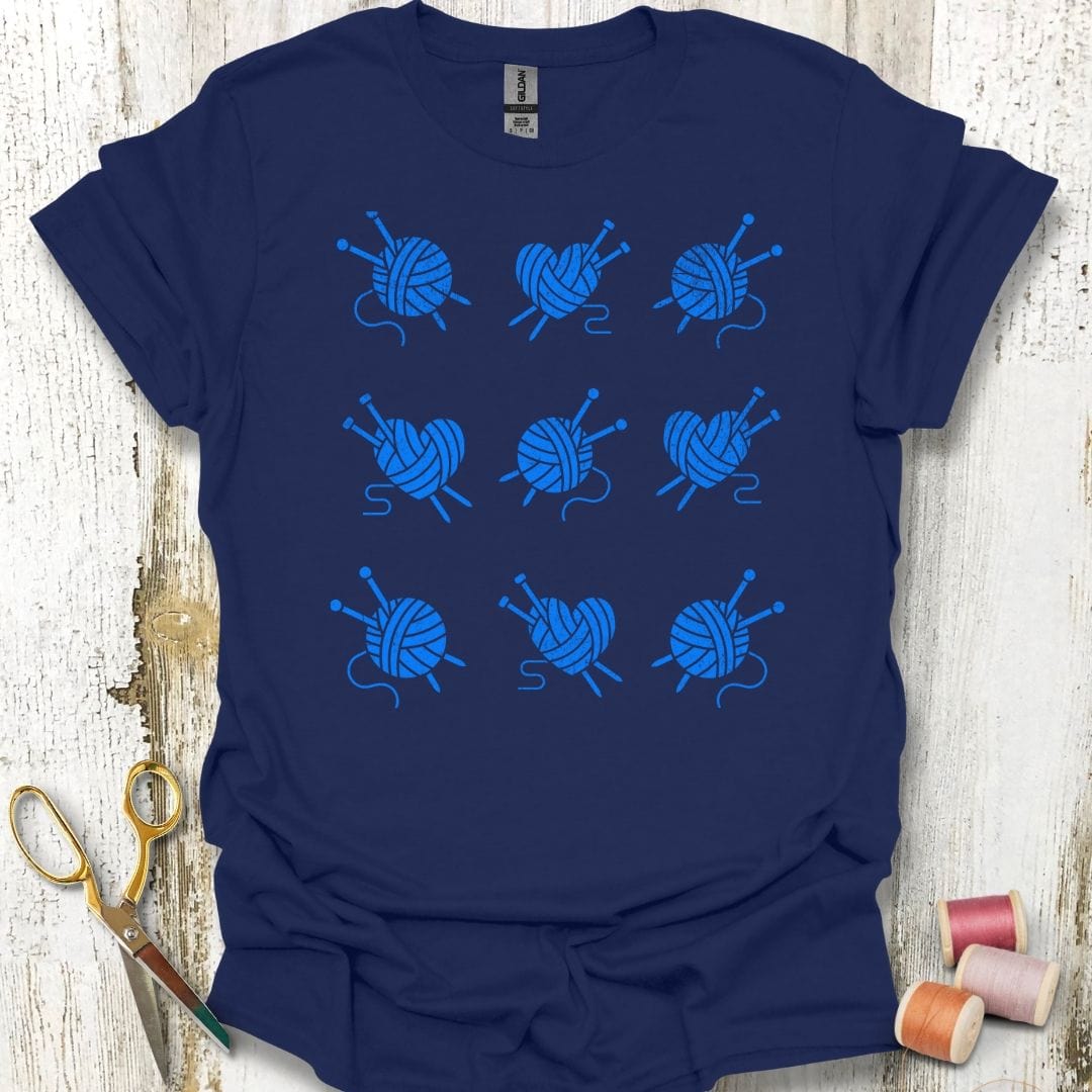 Knitting Grid Royal Blue T-Shirt