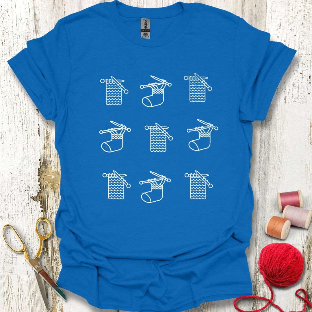 Knitting Socks Grid T-Shirt