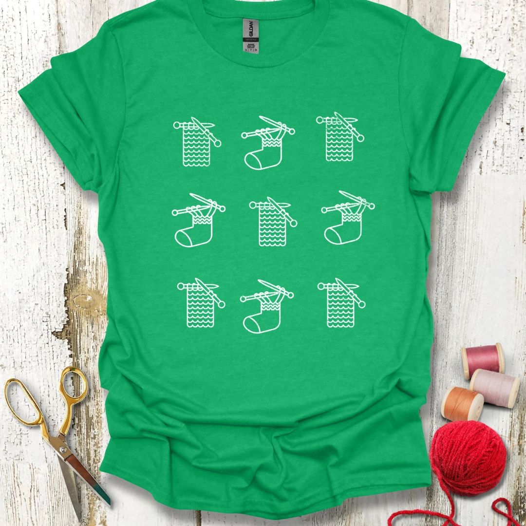 Knitting Socks Grid T-Shirt
