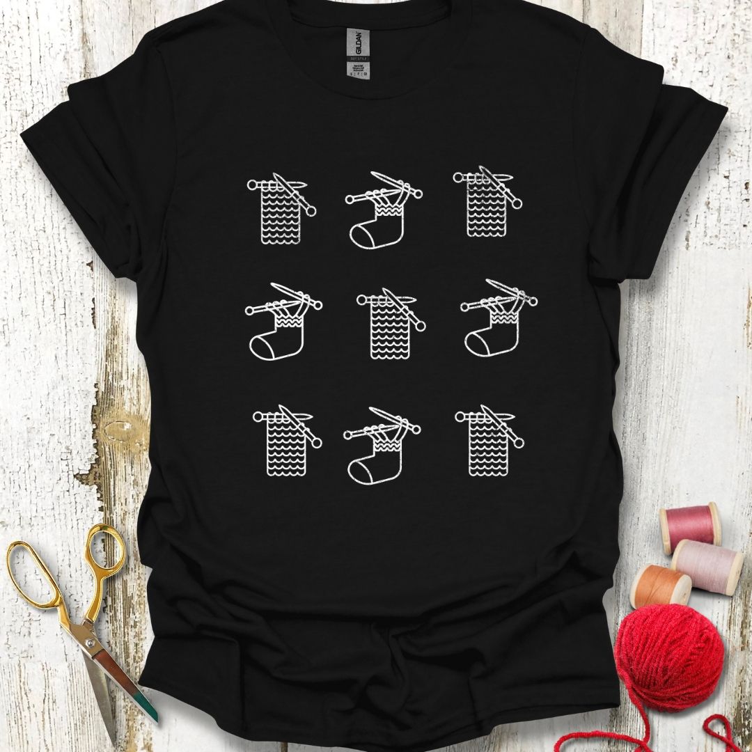 Knitting Socks Grid T-Shirt