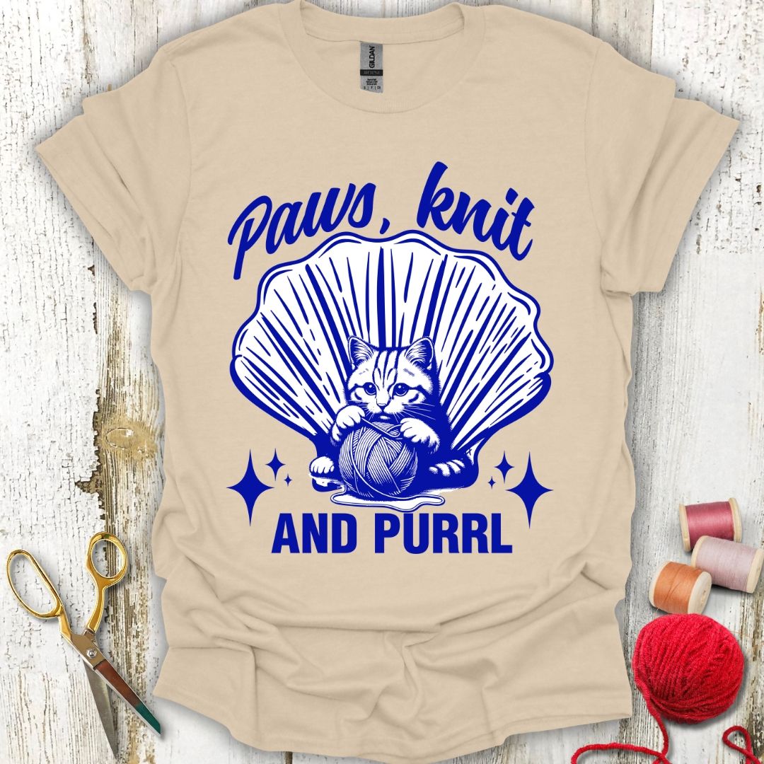 Funny Knitting Cat T-Shirt