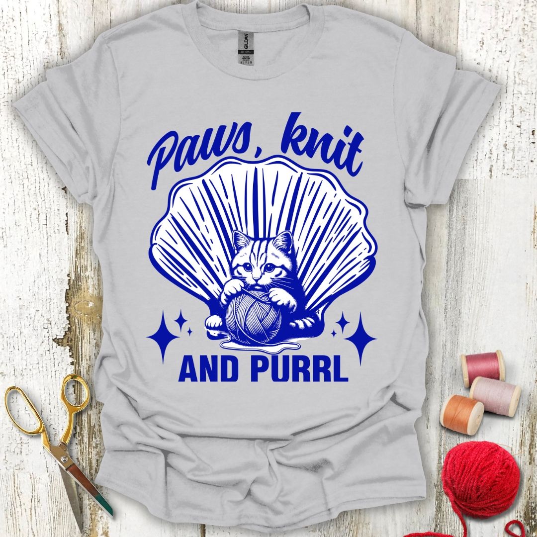 Funny Knitting Cat T-Shirt