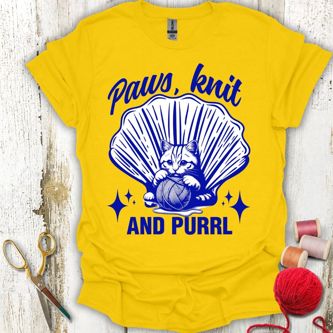 Funny Knitting Cat T-Shirt