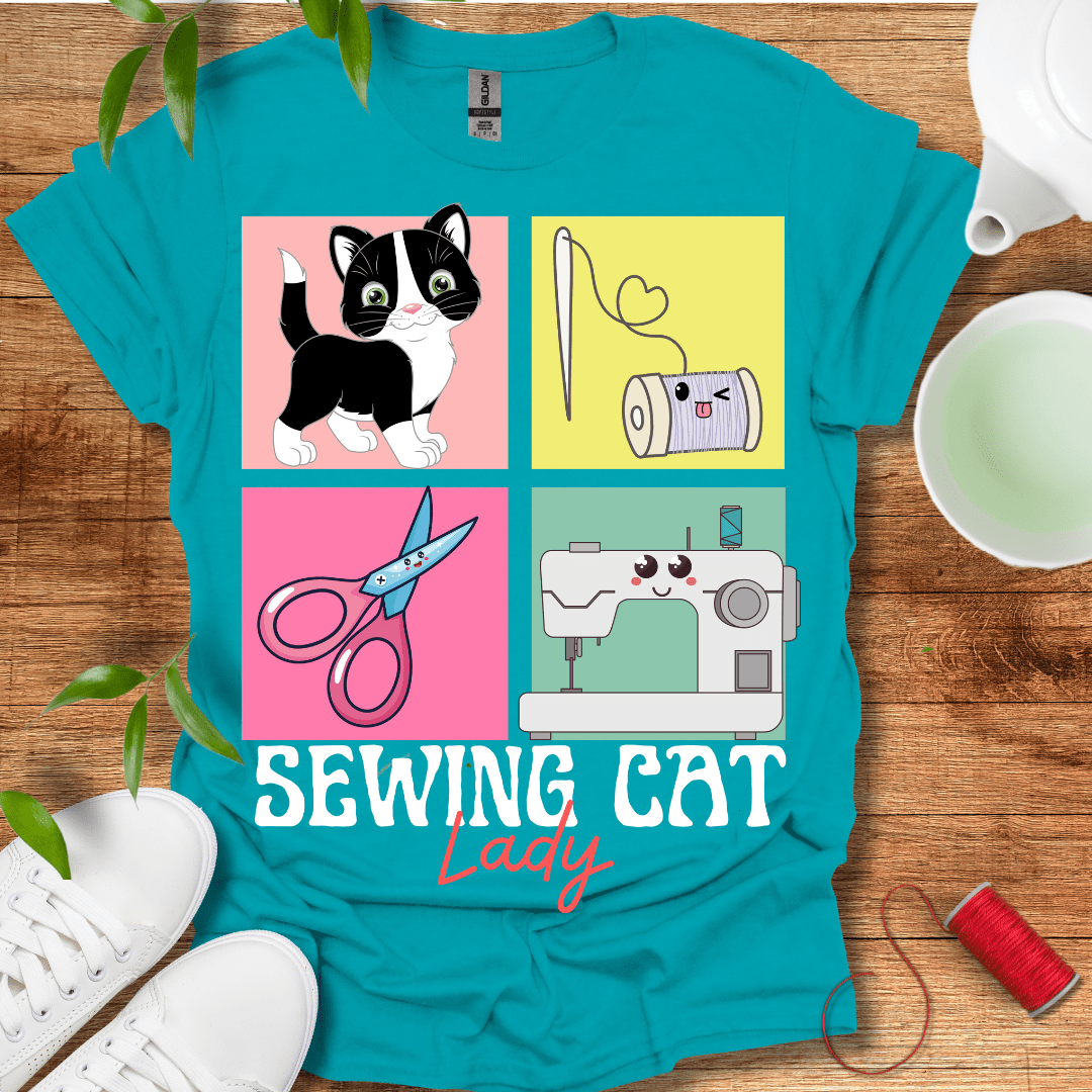 Sewing Black Cat T-Shirt