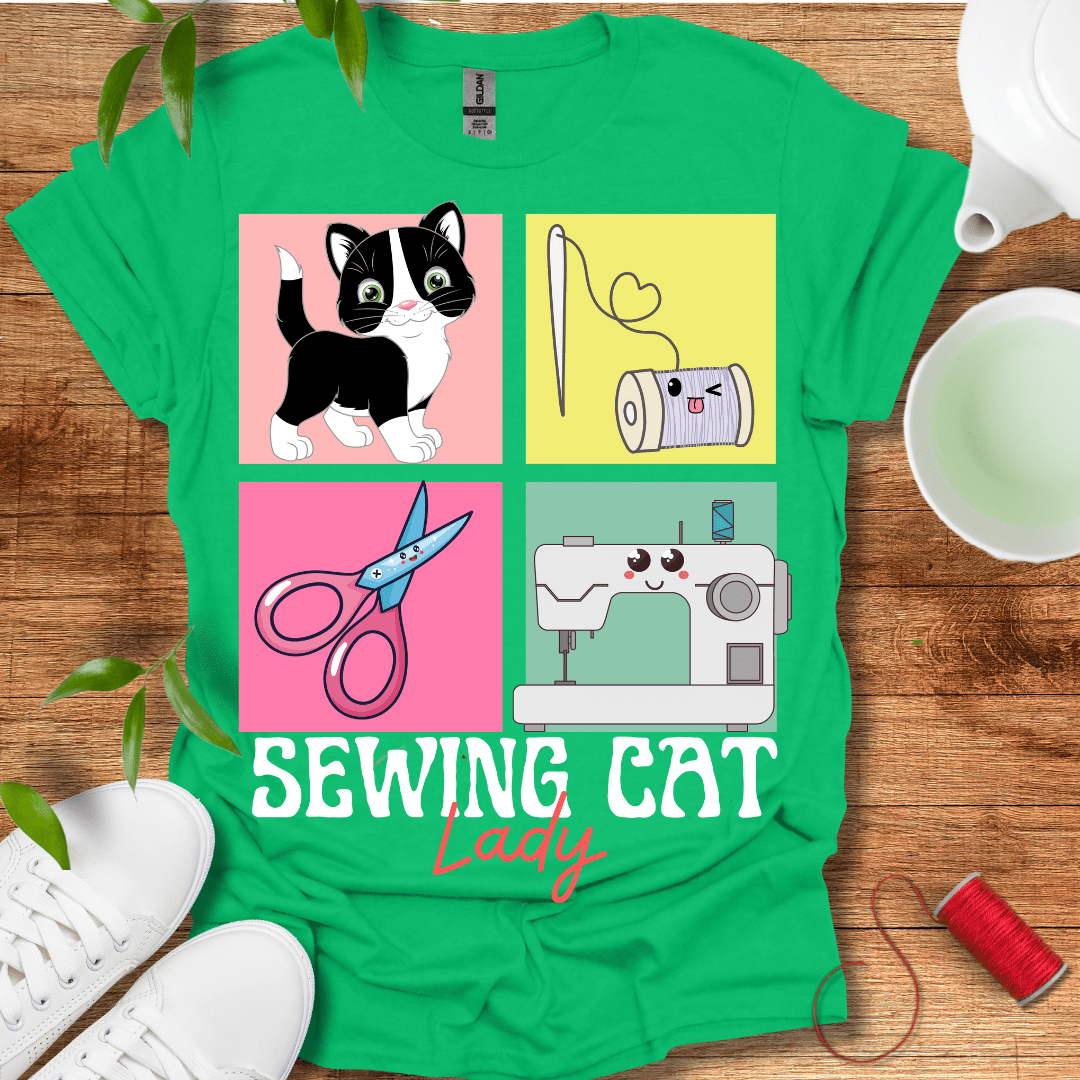 Sewing Black Cat T-Shirt