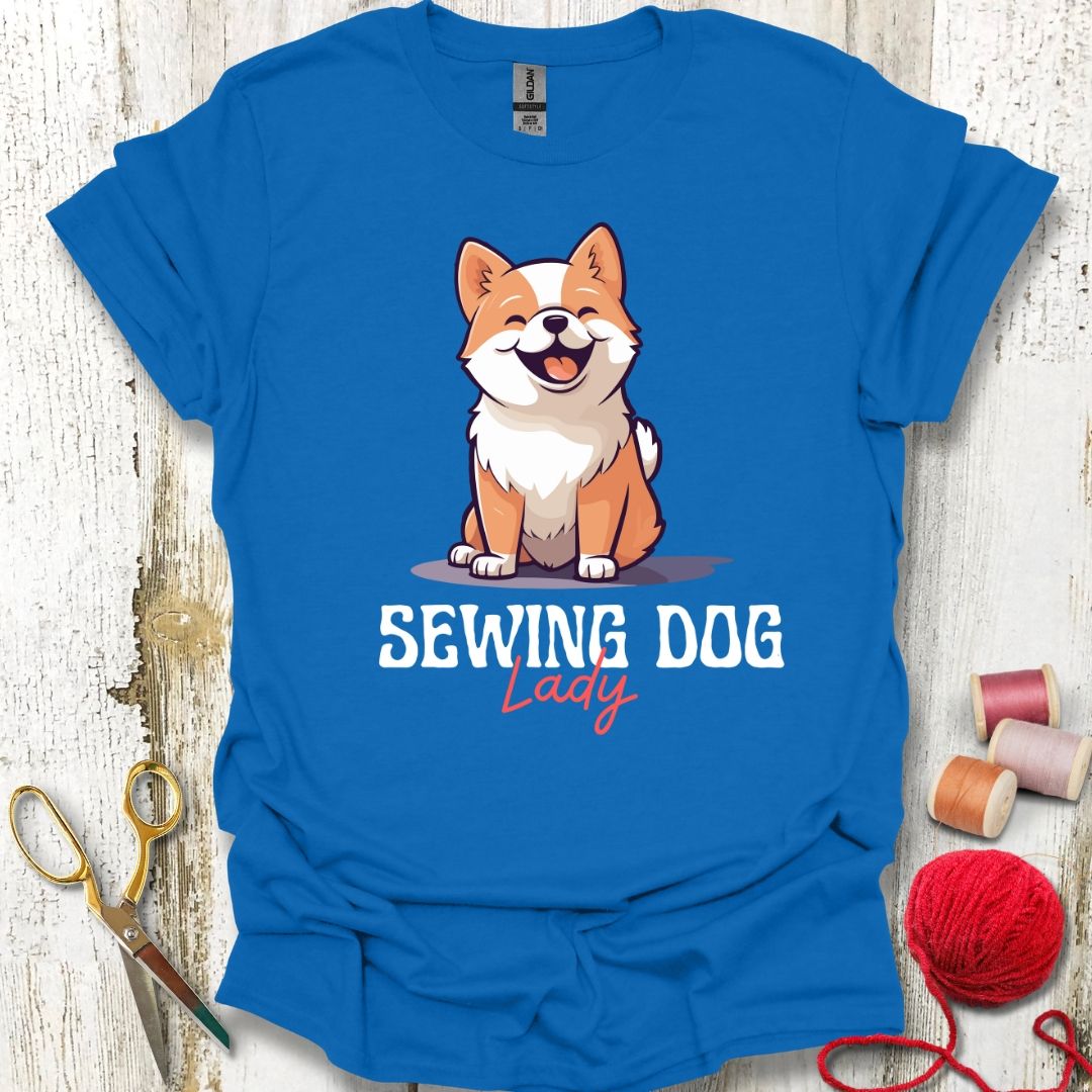 Sewing Dog Lady T-Shirt