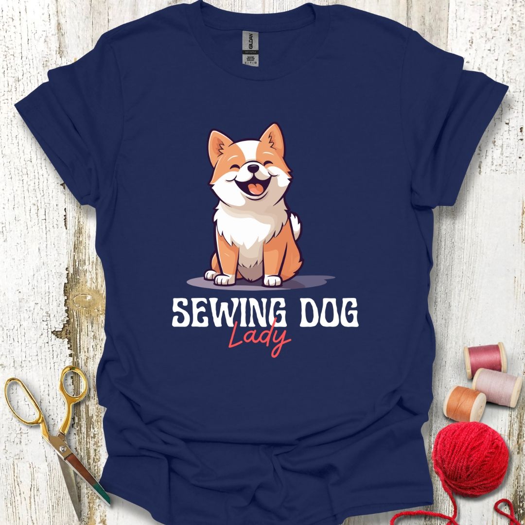 Sewing Dog Lady T-Shirt