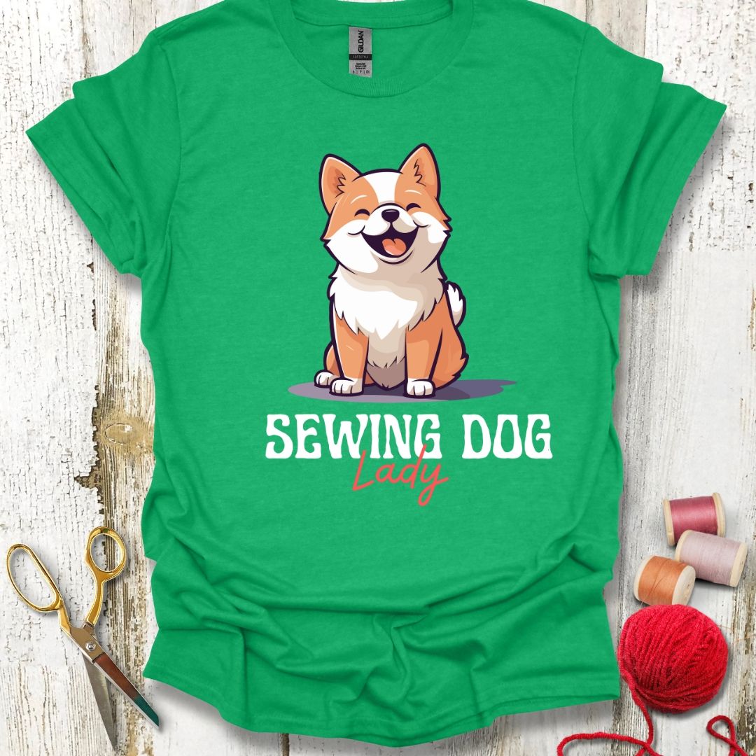 Sewing Dog Lady T-Shirt