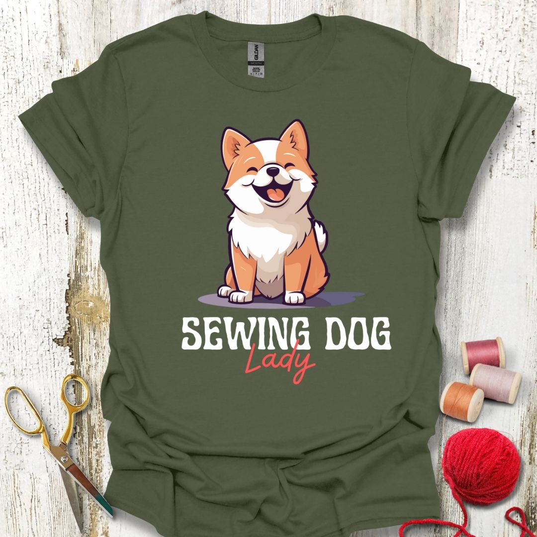 Sewing Dog Lady T-Shirt