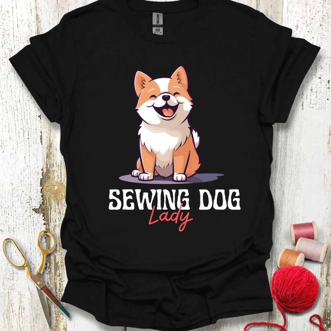 Sewing Dog Lady T-Shirt