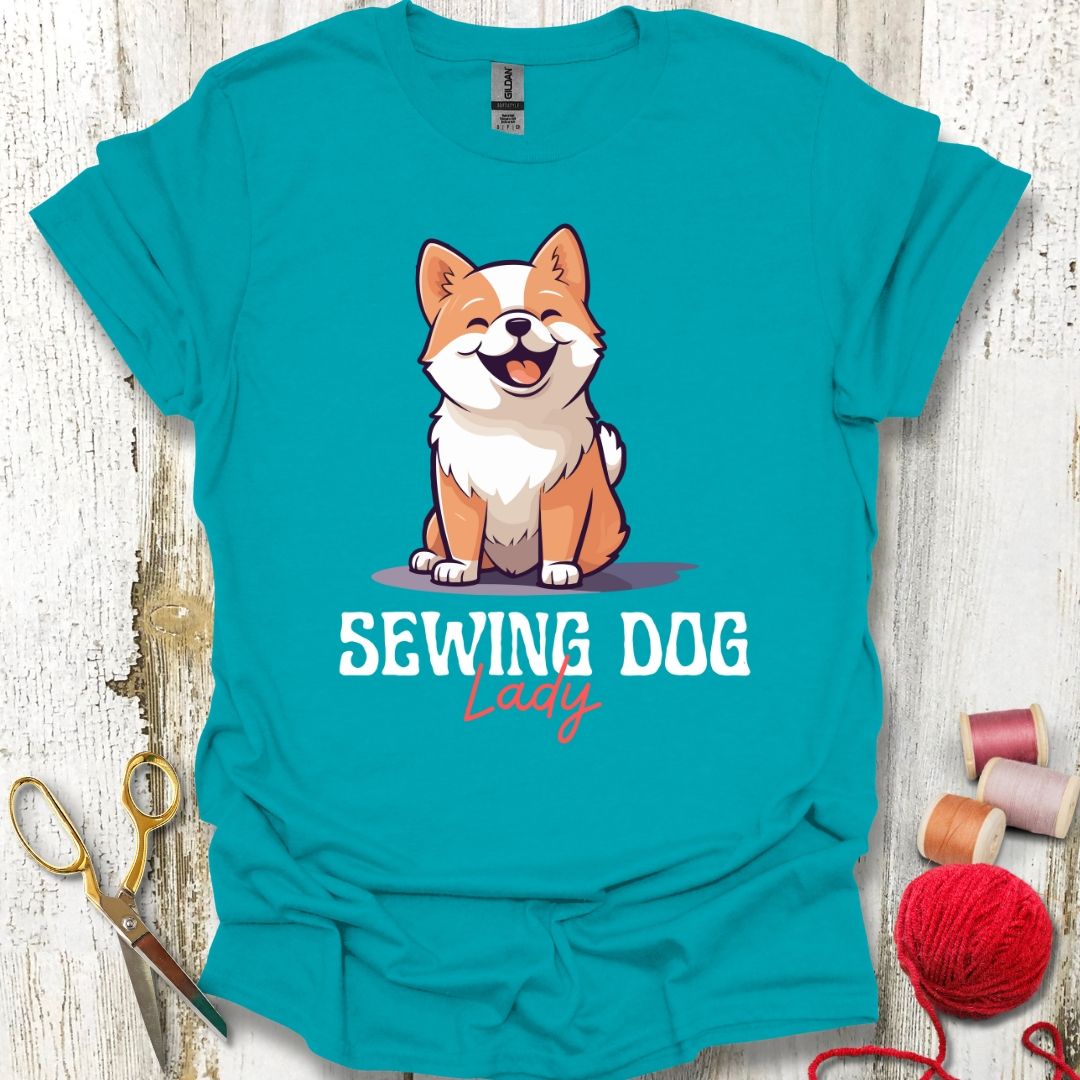 Sewing Dog Lady T-Shirt
