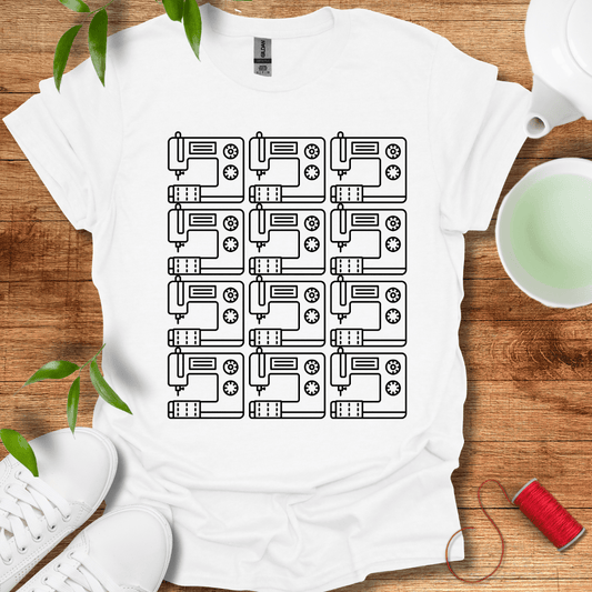 Black Sewing Grid T-Shirt