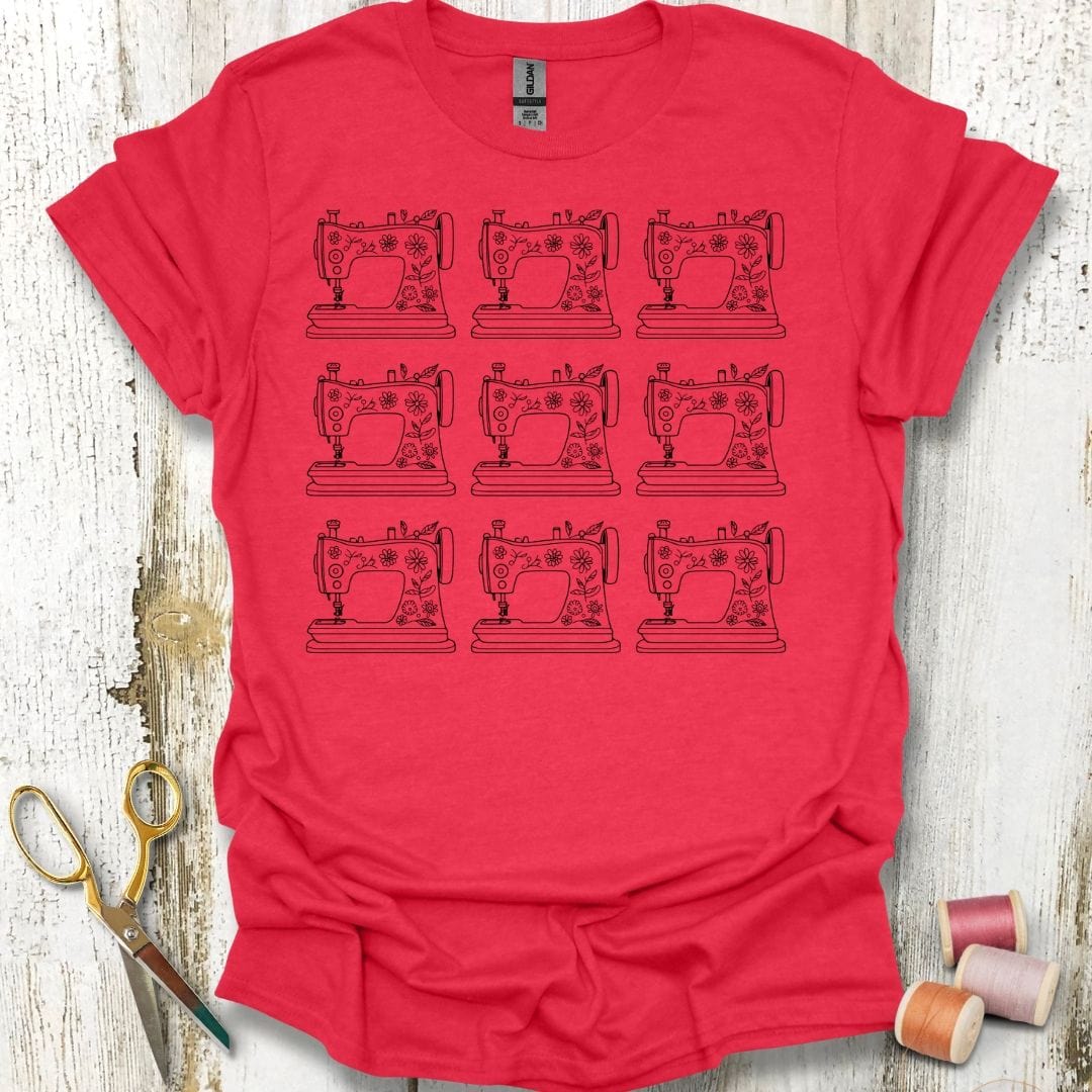 Floral Sewing Machine Grid T-Shirt