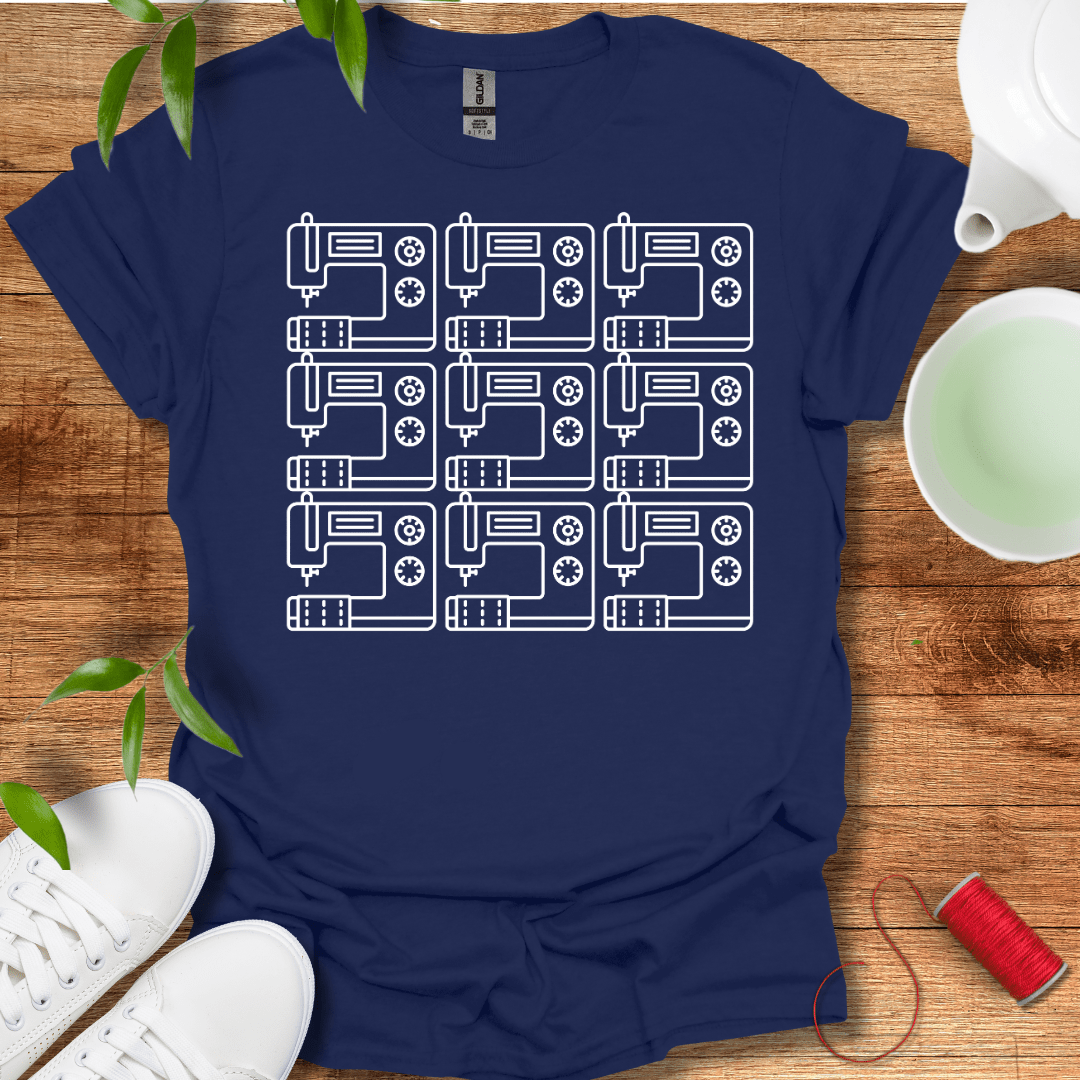 White Sewing Grid T-Shirt