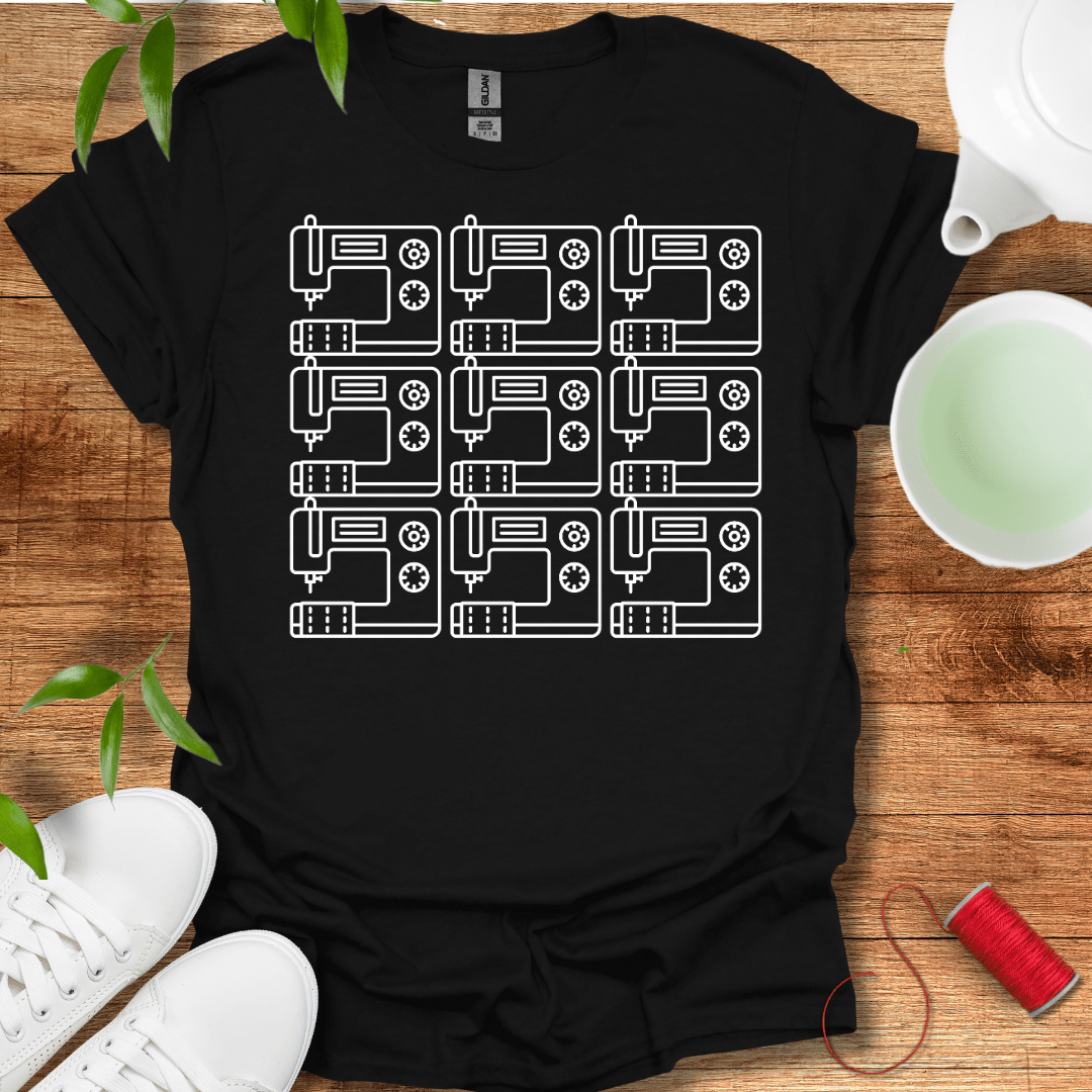 White Sewing Grid T-Shirt