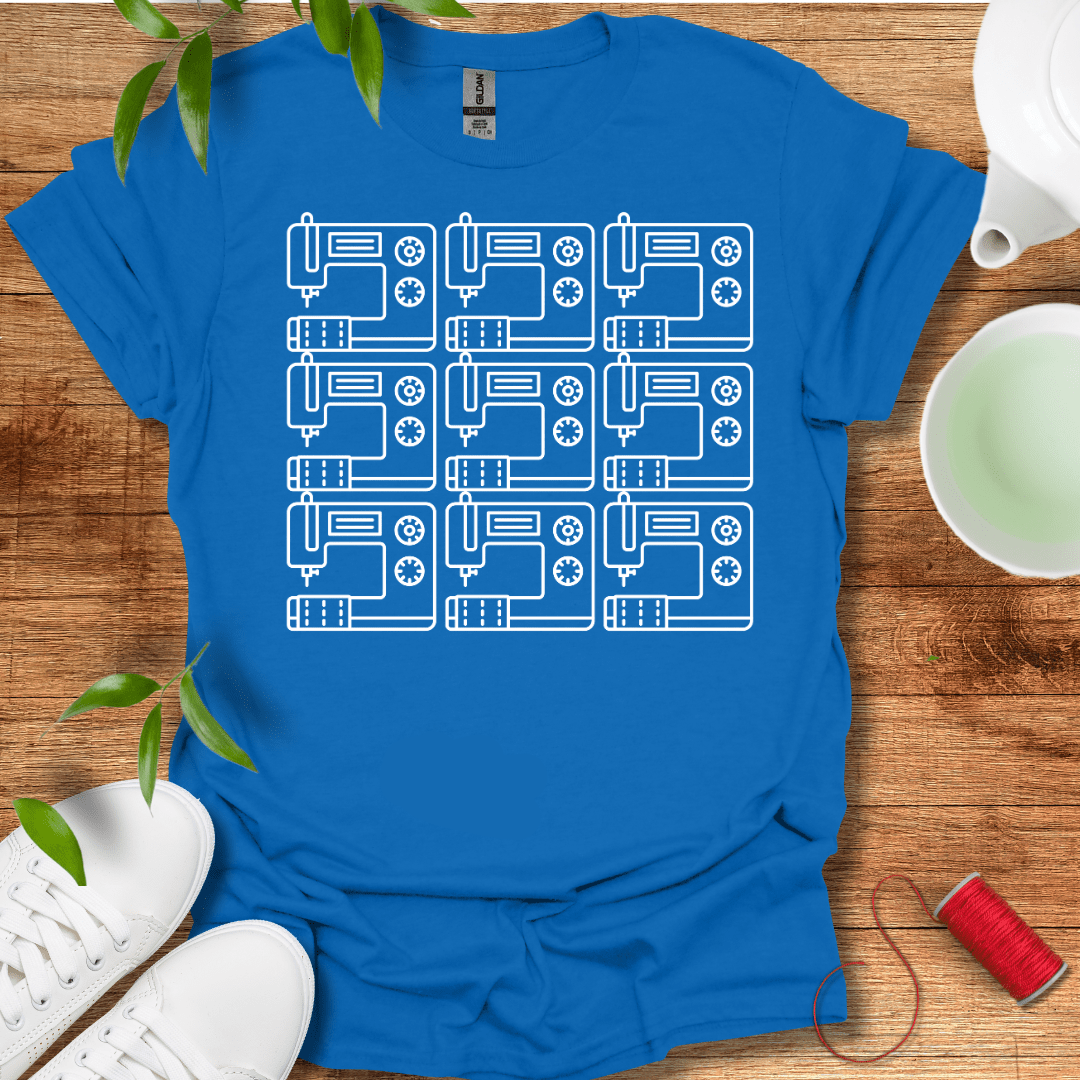 White Sewing Grid T-Shirt