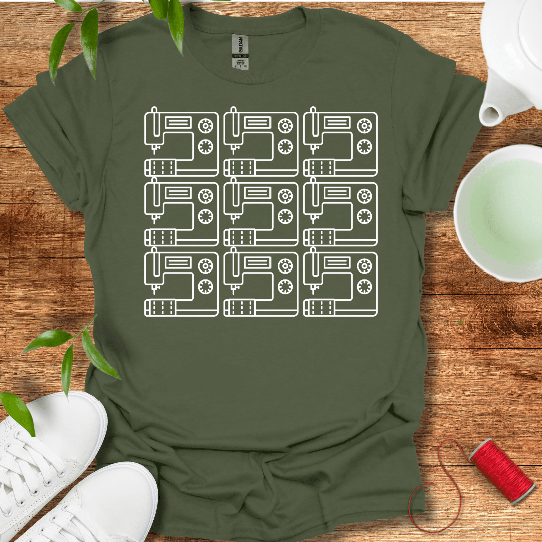 White Sewing Grid T-Shirt