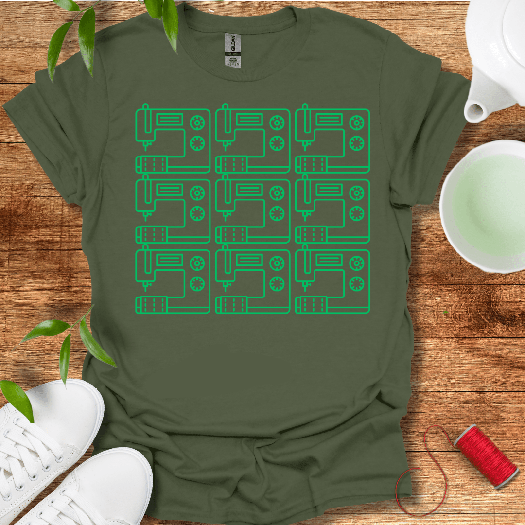 Green Sewing Grid T-Shirt