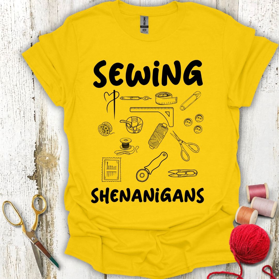 Funny Sewing Shenanigans Black T-Shirt
