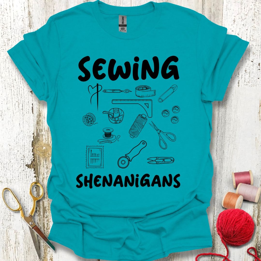 Funny Sewing Shenanigans Black T-Shirt