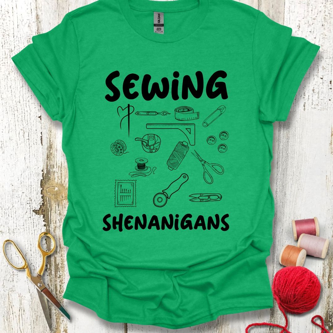 Funny Sewing Shenanigans Black T-Shirt
