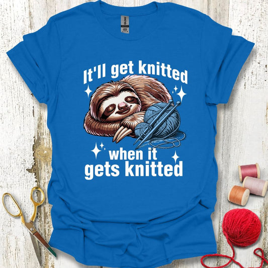 Funny Sloth Knitting Slowly T-Shirt