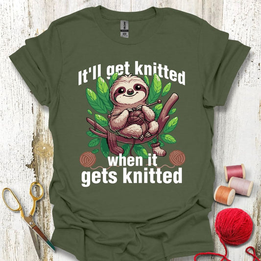 Funny Knitting Sloth T-Shirt